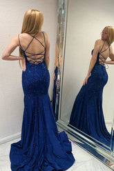 Sparkly Beaded Mermaid Backless Long Prom Dress S5234