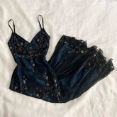 Gorgeous Spaghetti Straps Mermaid Navy Blue Beads Beaded Long Prom Dress S5242