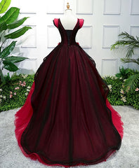 Unique V Neck Tulle Long Prom Dress, Evening Dress S5195