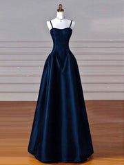 Simple A-Line Satin Long Prom Dress, Long Formal Dress S5275