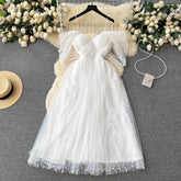 White wedding dress for women mesh puffy dress S4658