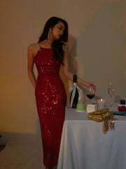 Red Sparkly Formal Dresses, Custom Make Evening Dress, Backless Formal Dress, Mermaid Evening Dress S1093