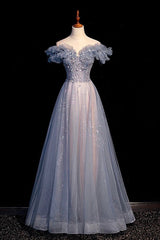 High Quality Tulle Long Prom Dress with Beaded, A-Line Evening Party Dress S4958