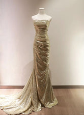 Sequins Mermaid Scoop Long Evening Dress, Long Prom Dress Party Dress S5111