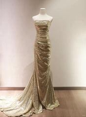Sequins Mermaid Scoop Long Evening Dress, Long Prom Dress Party Dress S5111