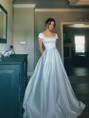 Generous A-line Simple Satin Wedding Dress Charming Evening Dress S2158