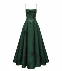 Green Spaghetti Straps Prom Dress A-line Evening Dress S5149