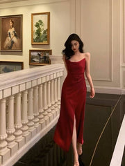 Sexy red high split side long evening prom dress S2601