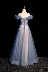 High Quality Tulle Long Prom Dress with Beaded, A-Line Evening Party Dress S4958