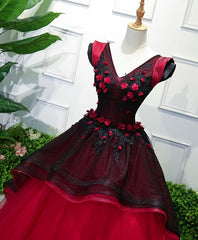 Unique V Neck Tulle Long Prom Dress, Evening Dress S5195