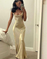 Simple Square Neck Long Prom Dresses Party Dress S5146