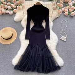 fairy dress knee-length knitted fishtail long skirt trendy S4547