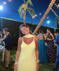 Sexy A line Straps Chiffon Yellow Long Prom Dresses S5315