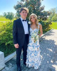 Blue And White Sexy Prom Dress, Long Evening Dress Prom Dresses S770