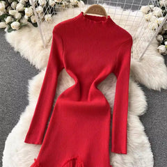 fairy dress knee-length knitted fishtail long skirt trendy S4547