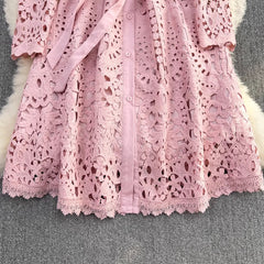 fashionable long-sleeved lace dress elegant long skirt S4069