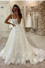 Gorgeous Ball Gown Scoop Neck Open Back Lace Wedding Dresses,Luxurious Wedding Gowns S3786
