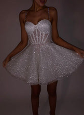A-Line Sweetheart Short/Mini Sequined Homecoming Dress S2602