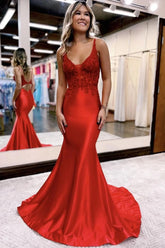 Sparkly Beaded Open Back Mermaid Long Prom Dress S3644