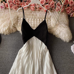 beach dress new style backless holiday pleated dress long skirt S3976