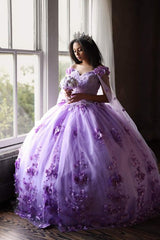 V Neck Off The Shoulder Puffy Skirt Ball Gown Prom Formal Dresses S3842