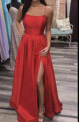 Red Long Prom Dress with Slit S3839