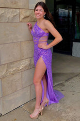 Sparkly Sequins Cut-Out Long Prom Dress S3646
