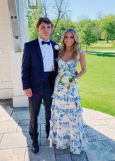 Blue And White Sexy Prom Dress, Long Evening Dress Prom Dresses S770