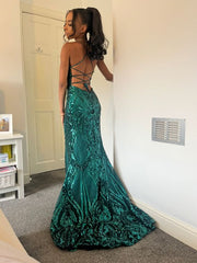 open back green prom dress S3714