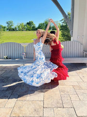 Blue And White Sexy Prom Dress, Long Evening Dress Prom Dresses S770