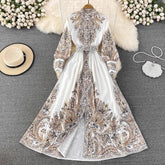 printed A-line dress elegant long skirt S3990