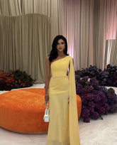 Chiffon Prom Dresses,Yellow Evening Formal Gown S2976