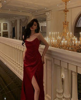 Sexy red high split side long evening prom dress S2601