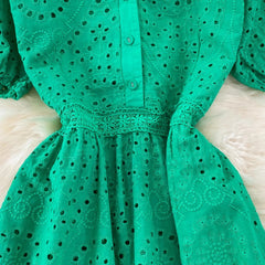 V-neck A-line dress elegant long skirt S4356