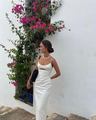White Long Evening Dresses Formal Dress S3583