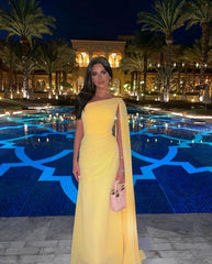 Chiffon Prom Dresses,Yellow Evening Formal Gown S2976