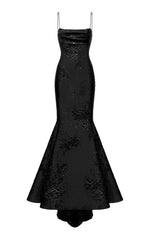 Sexy Black Spaghetti Straps Mermaid Long Prom Dress S3794