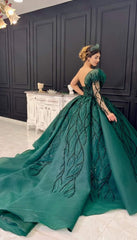 Green Ball Gown dress, evening gowns long prom dress S3486