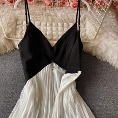 beach dress new style backless holiday pleated dress long skirt S3976