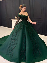 Green Ball Gown dress, evening gowns long prom dress S3486