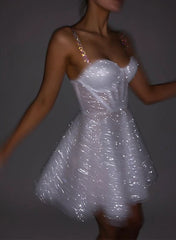 A-Line Sweetheart Short/Mini Sequined Homecoming Dress S2602