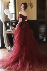 Elegant Off Shoulder Mermaid Burgundy Long Prom Dress, Mermaid Burgundy Formal Dress, Burgundy Evening Dress S3193
