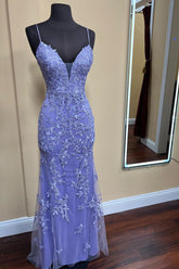 Lace Appliques Mermaid Straps Long Formal Dress S3639