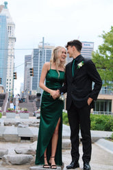 Green Satin Long Prom Dresses S3261