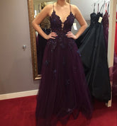 Dark Purple long Prom Dresses Evening Gown S3530
