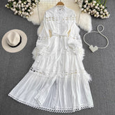 lantern long-sleeved A-line elegant dress long skirt S4042