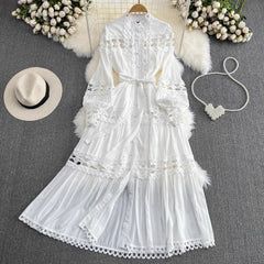 lantern long-sleeved A-line elegant dress long skirt S4042