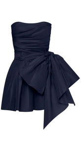 Fashion satin short prom dress, dark navy homecoming dress S2977