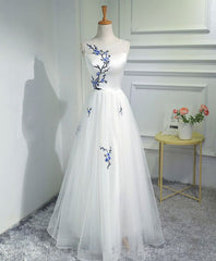 Elegant White Prom Dresses, Tulle Long Formal Dress S3741