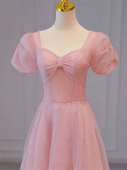princess ball gown Square neck evening dress Floor length Short puffy sleeve formal dress S2648